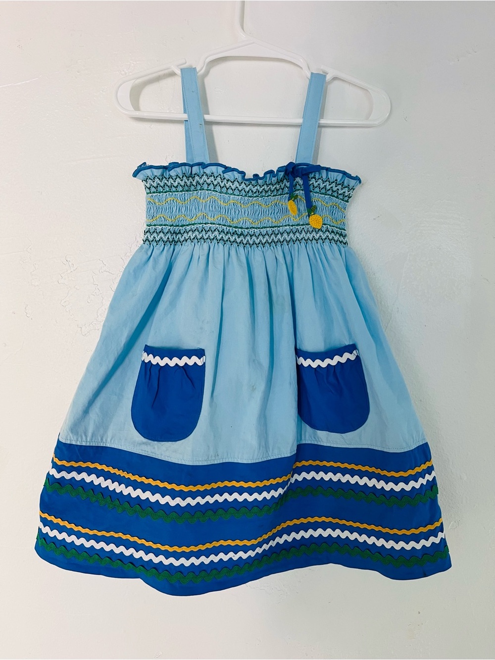 Hanna Andersson Light Blue Sundress with Royal Blue & Yellow Trim